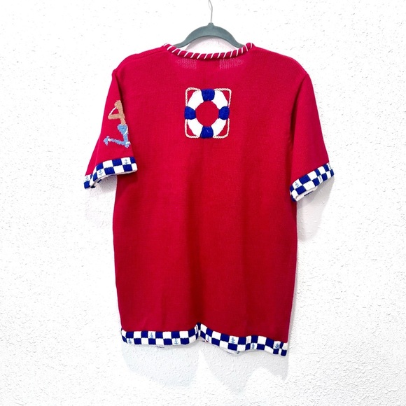Quacker Factory Red Nautical Sweater SMALL - Picture 5 of 10